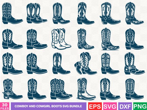 A Cowboy and Cowgirl Boots Bundle for Crafters and Graphics