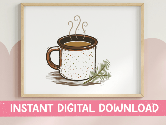 Steaming Camp Mug: A Rustic Graphic for Crafting